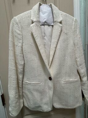 Ann Taylor Ivory Textured One-Button Blazer Size 10